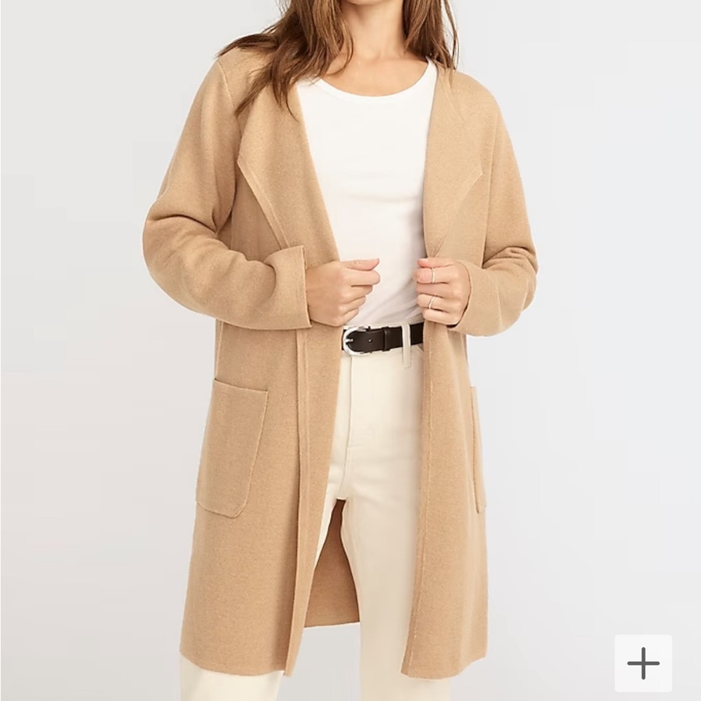 J Crew J. Crew Juliette collarless sweater blazer cardigan beige pockets medium